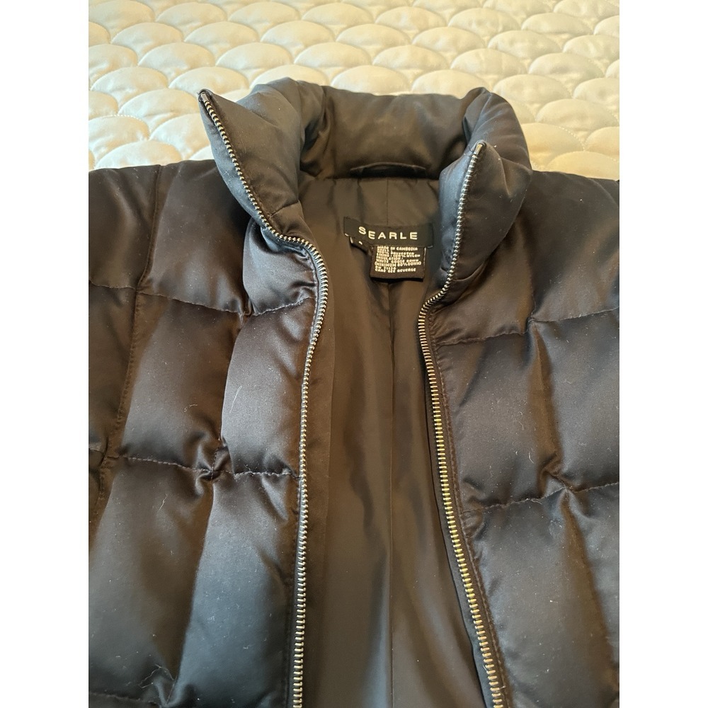 Searle Goose Down Long Puffer Jacket Coat Womens Size 4 Black Insulated Winter - Picture 4 of 7